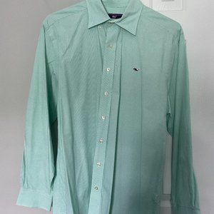 Vineyard Vines Green Gingham Whale Shirt (Medium)